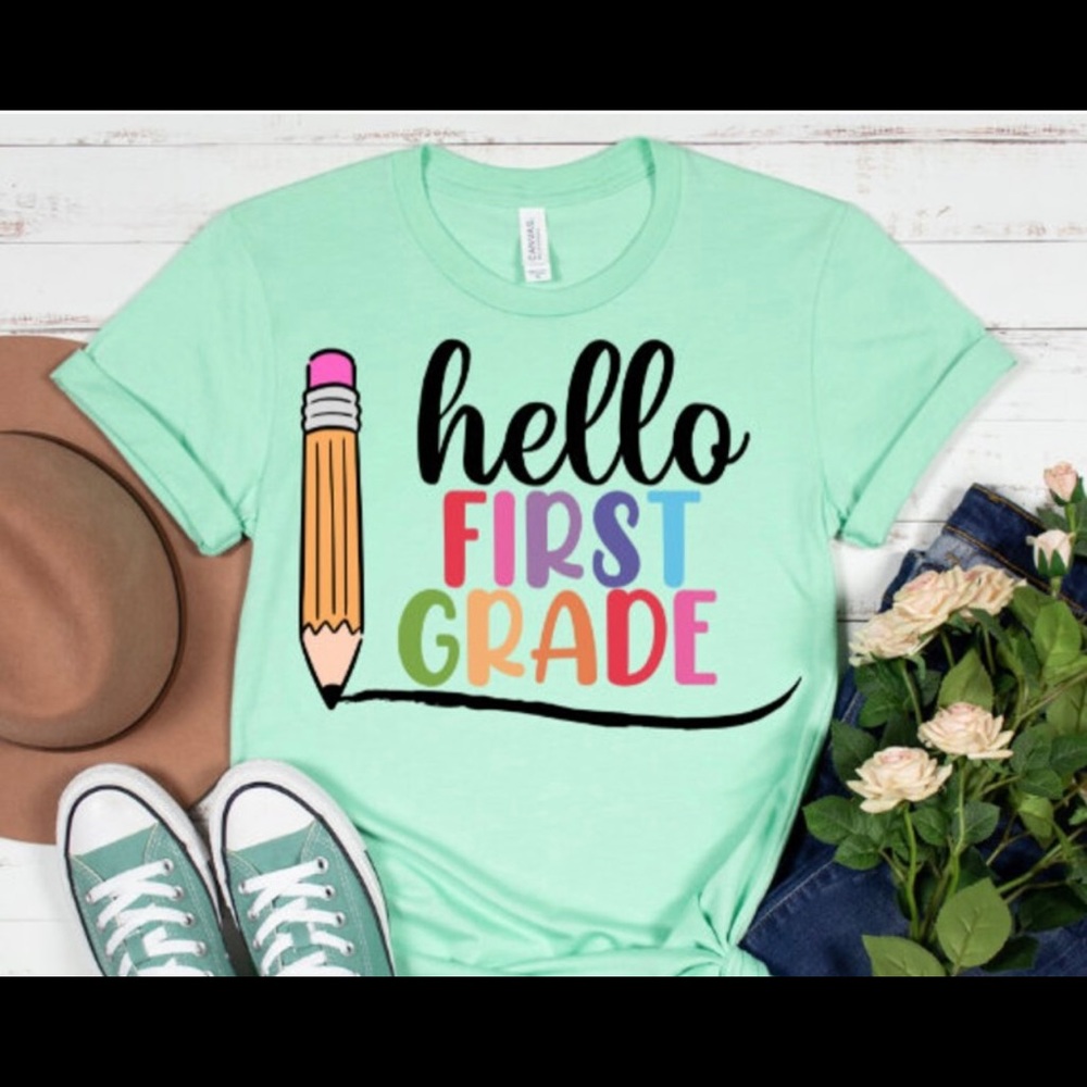 Hello first grade teacher shirt